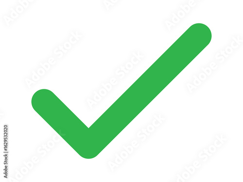 Bright green checkmark symbol on white