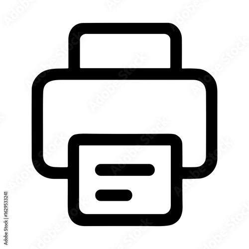 Minimalist Bold Line Printer Machine Icon Symbol and Printing Concept