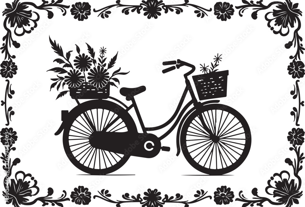 Obraz premium Charming Bicycle with Flowers Vector bundle.