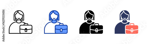 Business Woman icon sheet multiple style collection