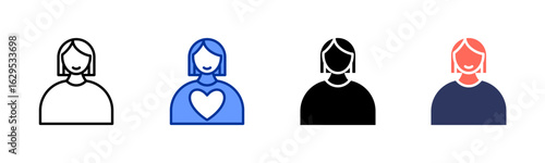 Woman icon sheet multiple style collection