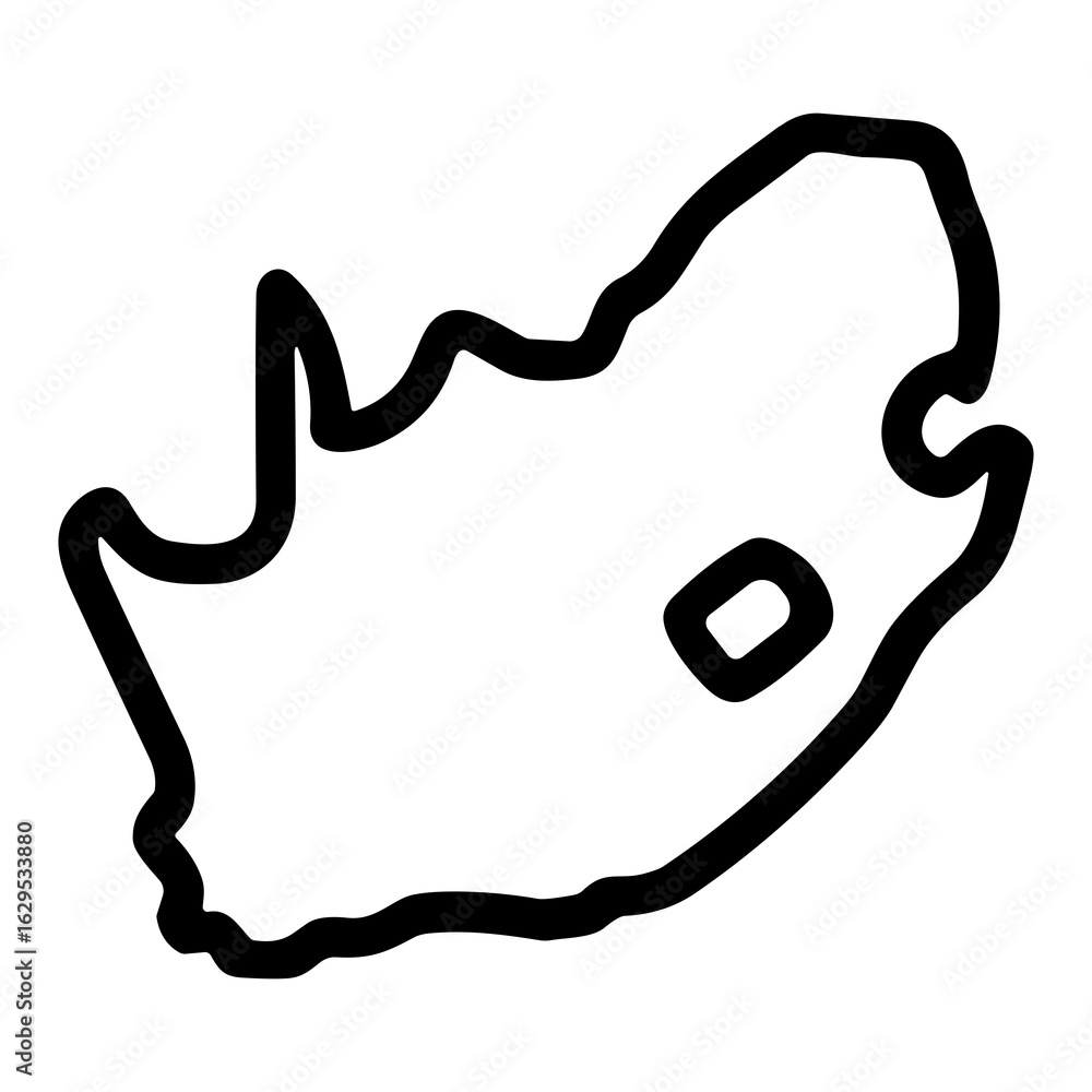 Fototapeta premium Simple Outline South Africa Map Icon Shape on Isolated White Background