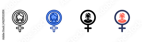 Female icon sheet multiple style collection