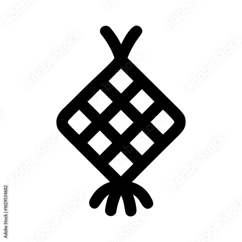 Simple Handdrawn Ketupat Rice Cake Outline Icon Illustration Symbol