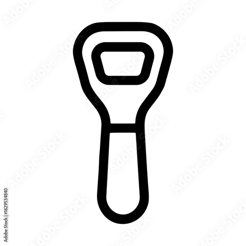 Minimalist Outline Bottle Opener Silhouette Single Object Kitchen Utensil Icon