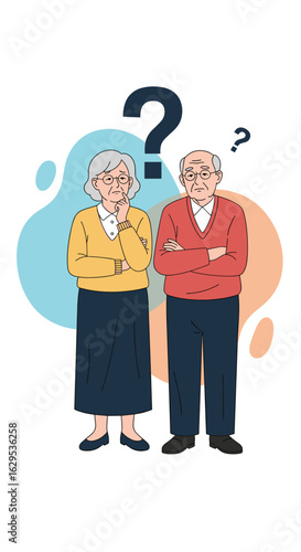Elderly couple contemplating a difficult decision or facing a moment of uncertainty during their retirement years together