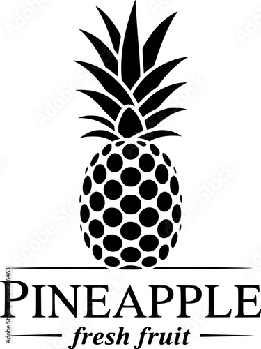 Black pineapple fruit emblem white tropical