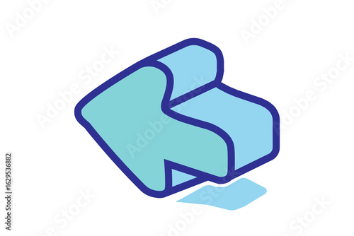 The image displays a 3D icon of a folded map or document. The icon is rendered in a bright, light blue color, and is shown in an isometric perspective.