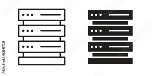 Server rack icon. simple, flat, black, outline.