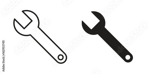 Wrench icon. simple, flat, black, outline.