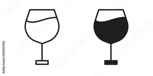 Wine glass icon. simple, flat, black, outline.