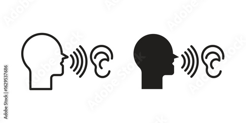 Whisper icon. simple, flat, black, outline.