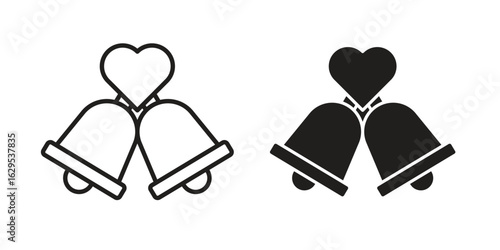 Wedding Bells icon. simple, flat, black, outline.