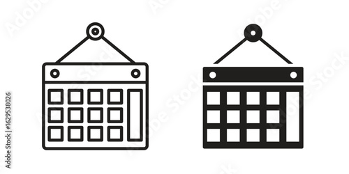 Wall calendar icon. simple, flat, black, outline.