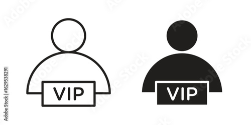 VIP person icon. simple, flat, black, outline.
