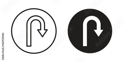 U turn icon. simple, flat, black, outline.