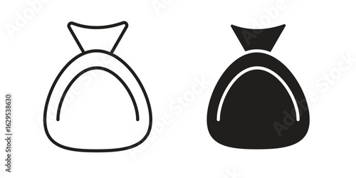 Trash bag icon. simple, flat, black, outline.