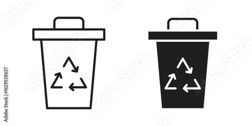 Trash compactor icon. simple, flat, black, outline.
