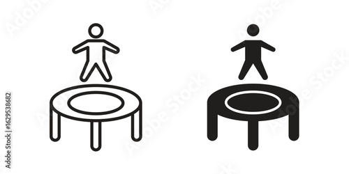 Trampolining icon. simple, flat, black, outline.