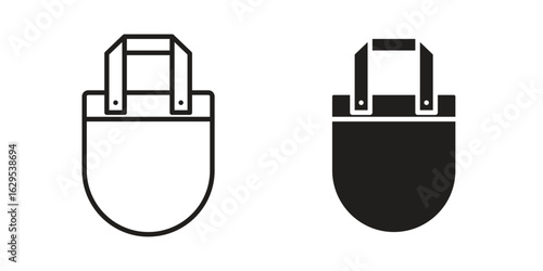 Tote bag icon. simple, flat, black, outline.