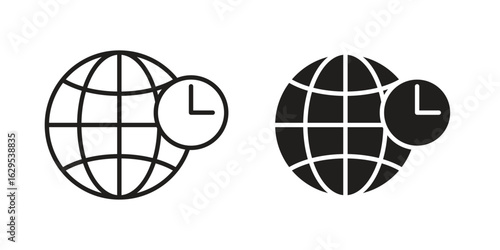 Time zones icon. simple, flat, black, outline.