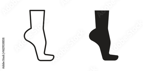Tiptoe feet icon. simple, flat, black, outline.