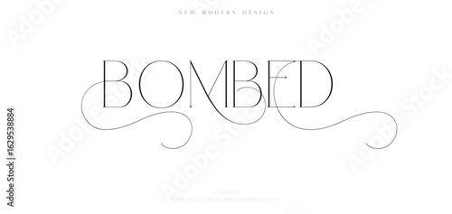 Bombed Minimal luxury font alphabet logo. Typography beauty fashion elegant minimalist serif italic fonts decorative wedding vintage retro logos. vector illustration