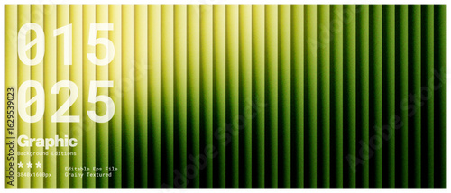 Grainy Gradient Abstract Background with 3D Vertical Stripes – dark green to yellow lime