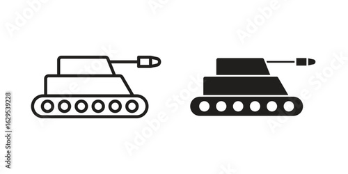 Tank icon. simple, flat, black, outline.