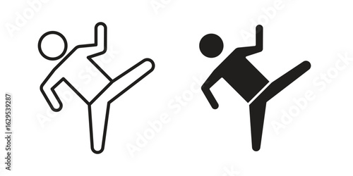 Taekwondo icon. simple, flat, black, outline.