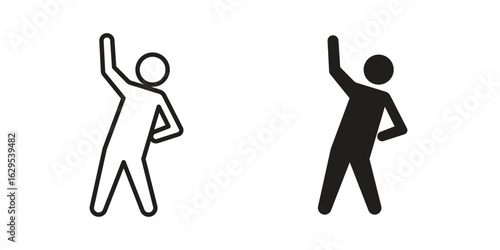 Stretching icon. simple, flat, black, outline.