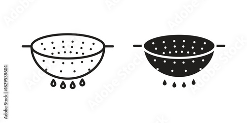 Strainer icon. simple, flat, black, outline.