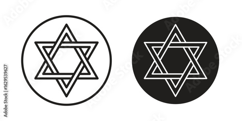 Star of David icon. simple, flat, black, outline.