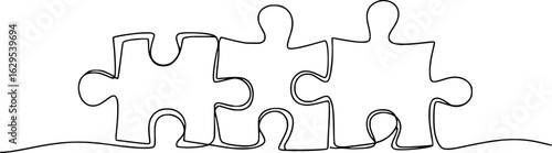 Interlocking puzzle pieces connected together vector
