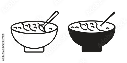 Sour soup icon. simple, flat, black, outline.