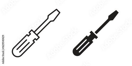 Screwdriver icon. simple, flat, black, outline.