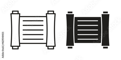 Scrolls icon. simple, flat, black, outline.