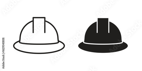Safety helmet icon. simple, flat, black, outline.