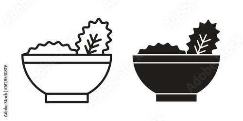 Salad icon. simple, flat, black, outline.