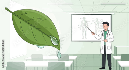 The intersection of nature and science in medical education showing healthy living concept