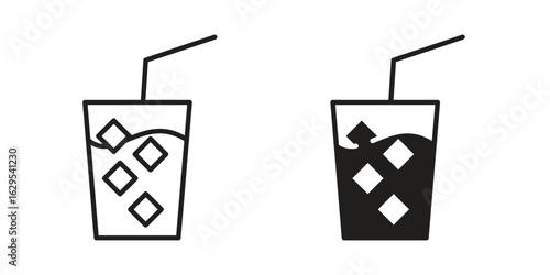 Refreshing cold drink icon. simple, flat, black, outline.