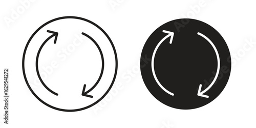 Refresh icon. simple, flat, black, outline.