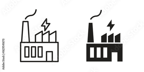Power plant icon. simple, flat, black, outline.