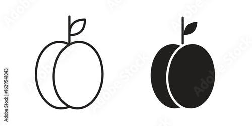 Plum icon. simple, flat, black, outline.