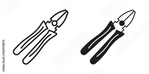 Pliers icon. simple, flat, black, outline.