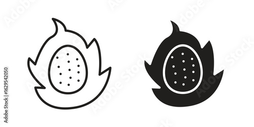 Pitaya icon. simple, flat, black, outline.