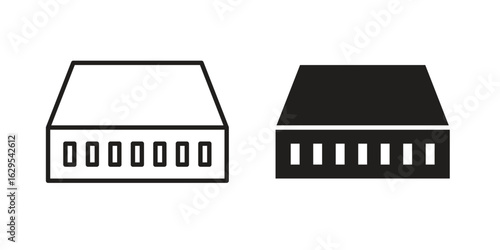 Network switch icon. simple, flat, black, outline.