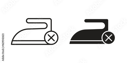 No ironing icon. simple, flat, black, outline.