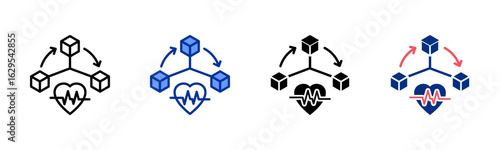 Blockchain icon sheet multiple style collection