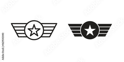 Militar Insignia icon. simple, flat, black, outline.
